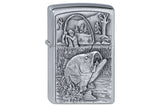Zippo Chrom Gebürstet  Bass Fishing Emblem mit Gravur