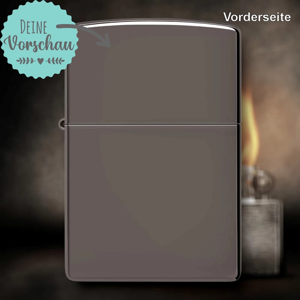 Original Zippo® Black Ice | Feuerzeug mit Gravur | Personalisiertes Sturmfeuerzeug