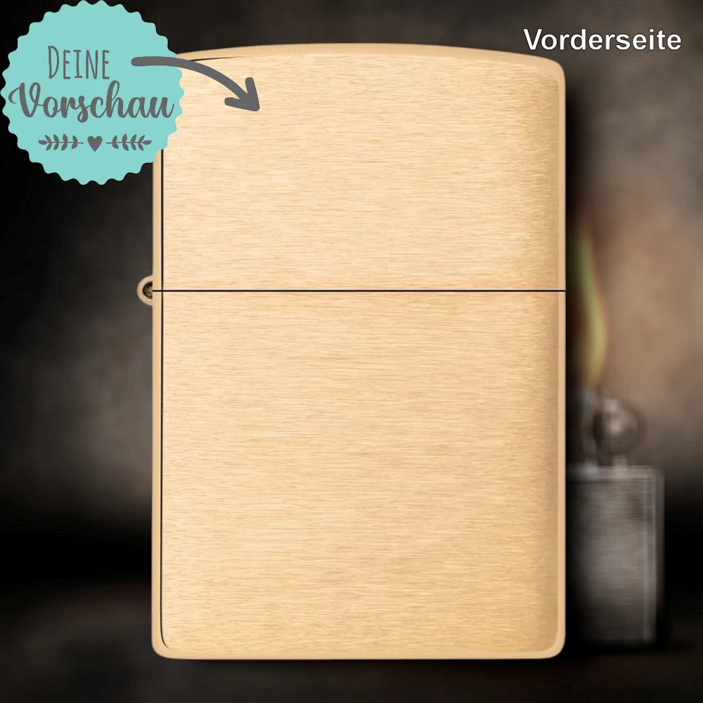 Original Zippo® Brass Brushed | Feuerzeug mit Gravur | Personalisiertes Sturmfeuerzeug