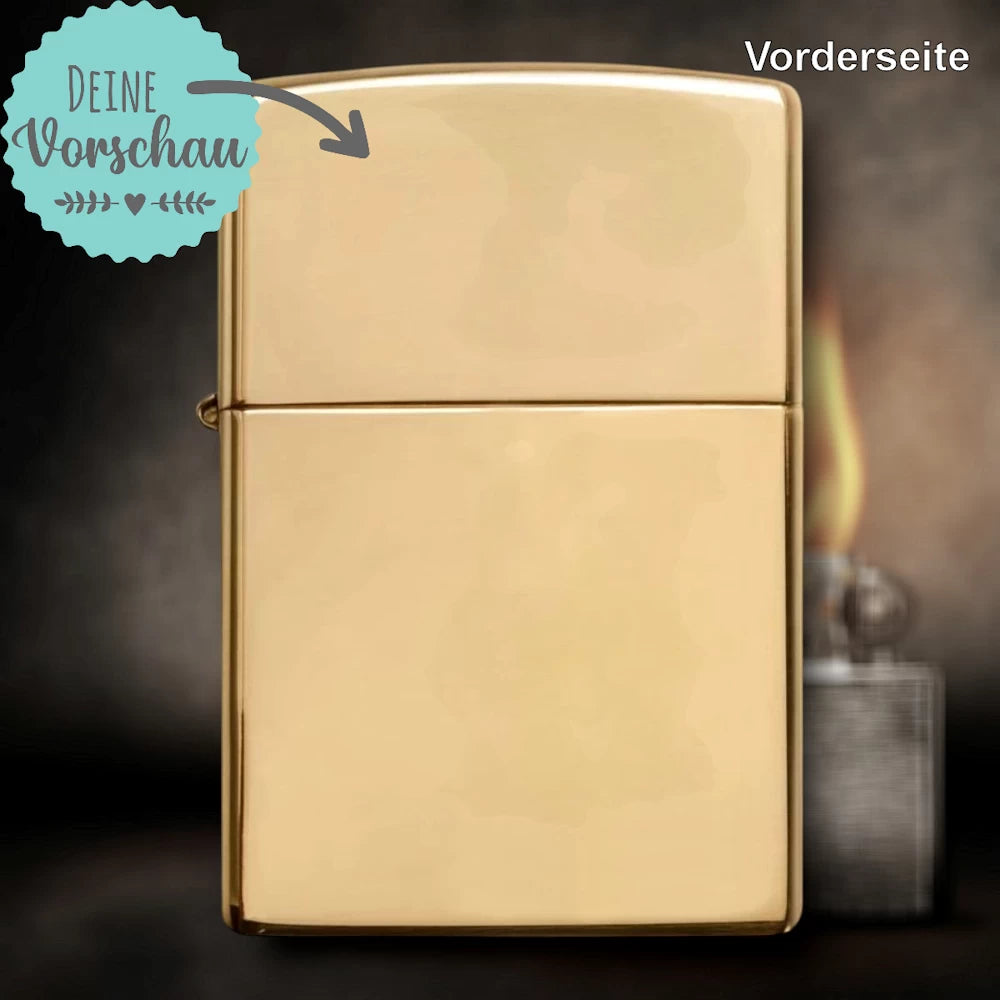 Original Zippo® Brass High Polished | Feuerzeug mit Gravur | Personalisiertes Sturmfeuerzeug
