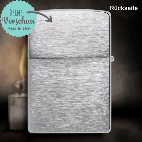 Zippo mit Fotogravur | Personalisiertes Sturmfeuerzeug mit deinem Bild | Chrome brushed