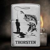Original Zippo mit Gravur | Angler & Fisch | Personalisiertes Geschenk