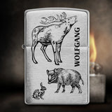 Original Zippo mit Gravur | Hirsch, Wildschein & Hase | Personalisiertes Geschenk