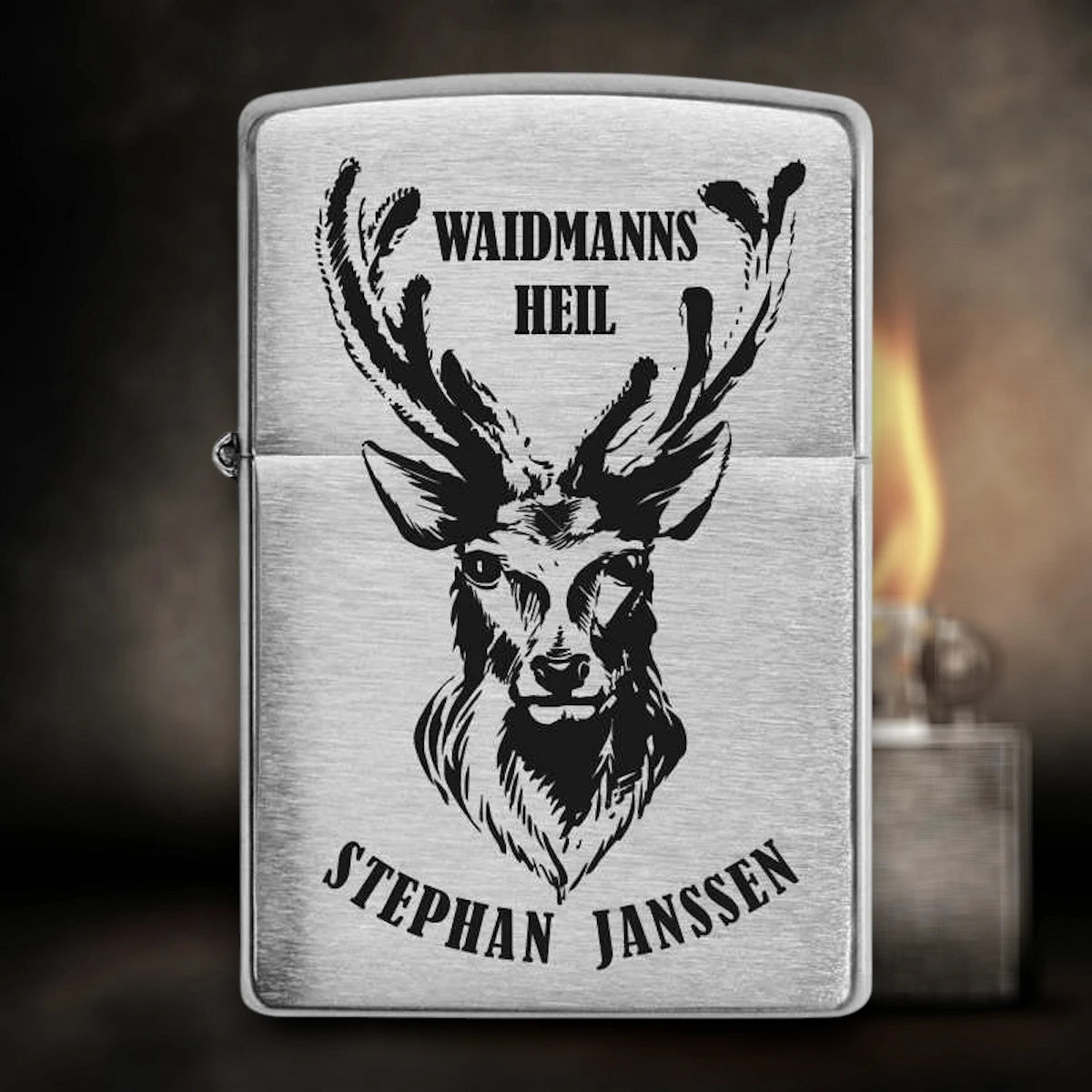 Original Zippo mit Gravur | Jagen - Hirsch - Waidmanns Heil | Personalisiertes Geschenk