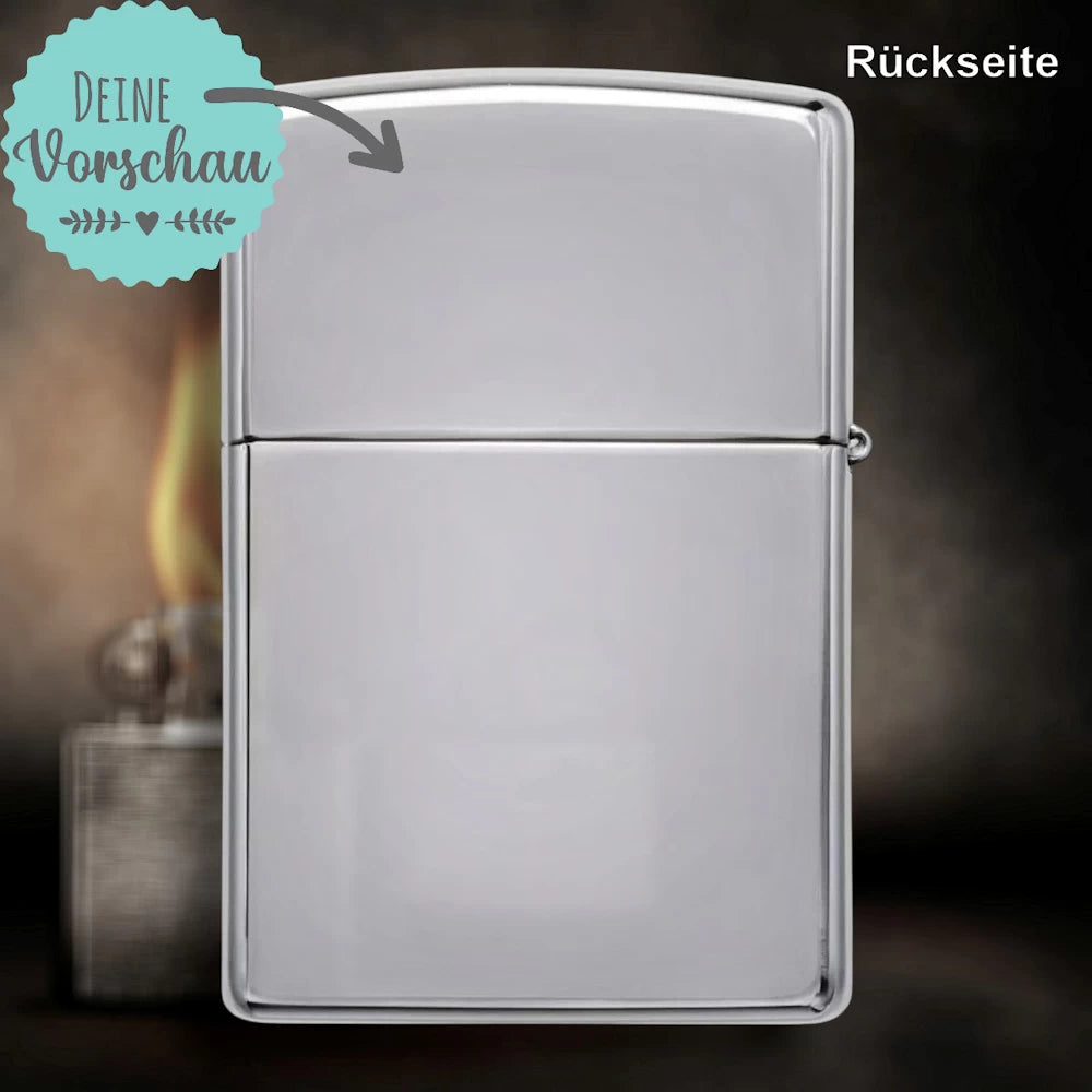 Original Zippo® Chrome High Polish | Feuerzeug mit Gravur | Personalisiertes Sturmfeuerzeug