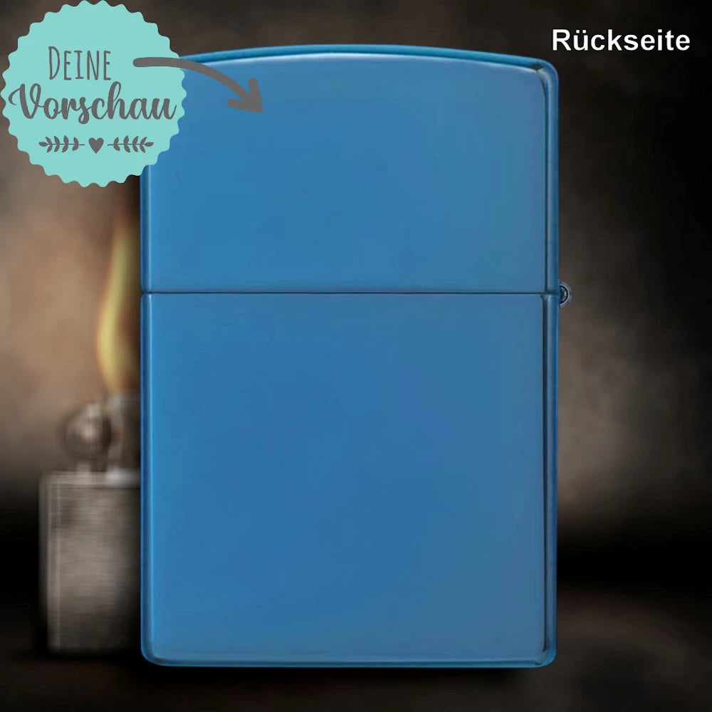 Original Zippo® High Polish Blue | Feuerzeug mit Gravur | Personalisiertes Sturmfeuerzeug