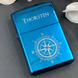 Original Zippo® High Polish Blue | Feuerzeug mit Gravur | Personalisiertes Sturmfeuerzeug