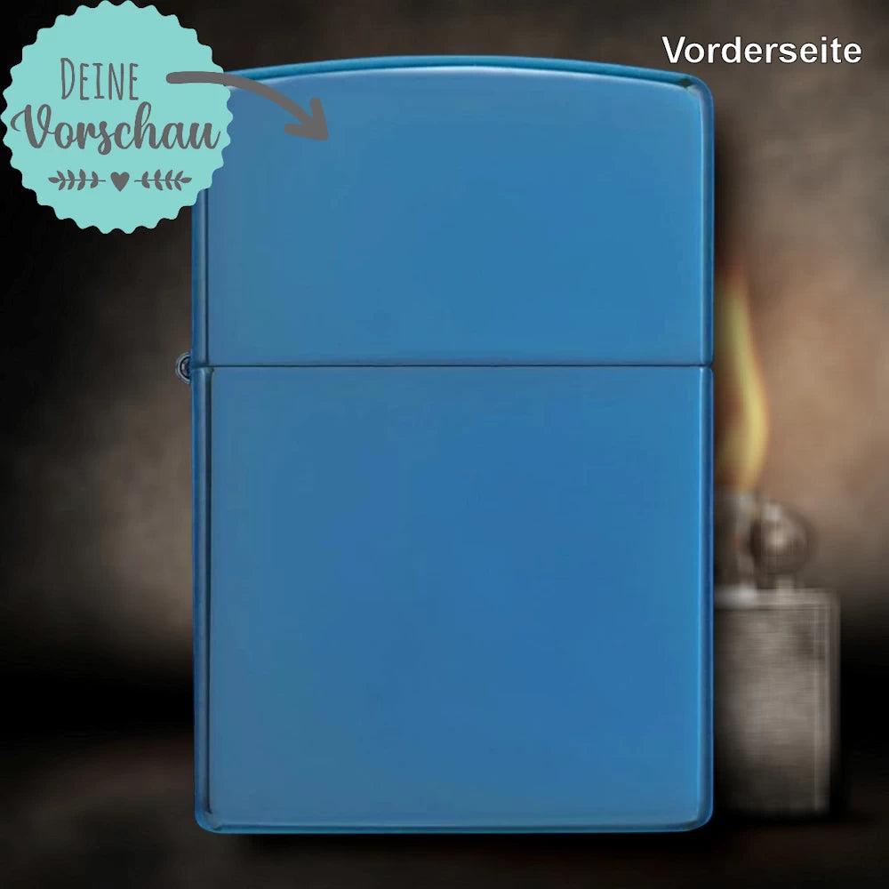 Original Zippo® High Polish Blue | Feuerzeug mit Gravur | Personalisiertes Sturmfeuerzeug