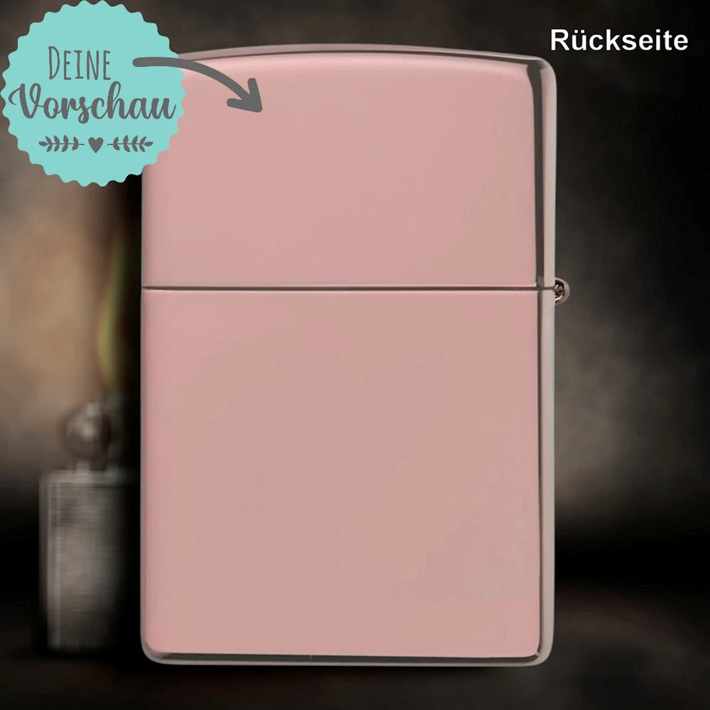 Original Zippo® High Polish Roségold | Feuerzeug mit Gravur | Personalisiertes Sturmfeuerzeug