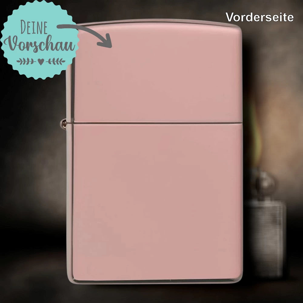 Original Zippo® High Polish Roségold | Feuerzeug mit Gravur | Personalisiertes Sturmfeuerzeug
