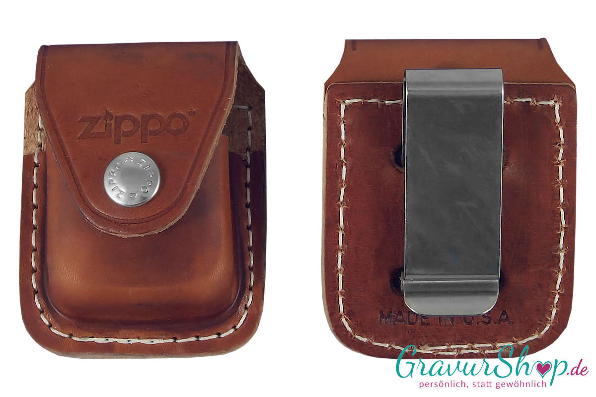 Zippo Ledertasche * Braun mit Clip