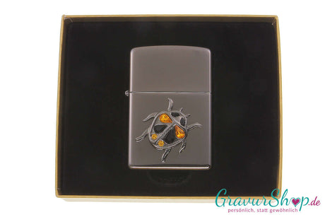 Zippo Midnight Ladybug in Black Ice – gratis graviert