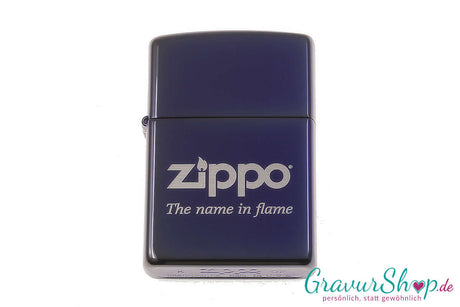 Zippo Mood Indigo in High Polish mit Farbe – mit Wunschgravur personalisierbar