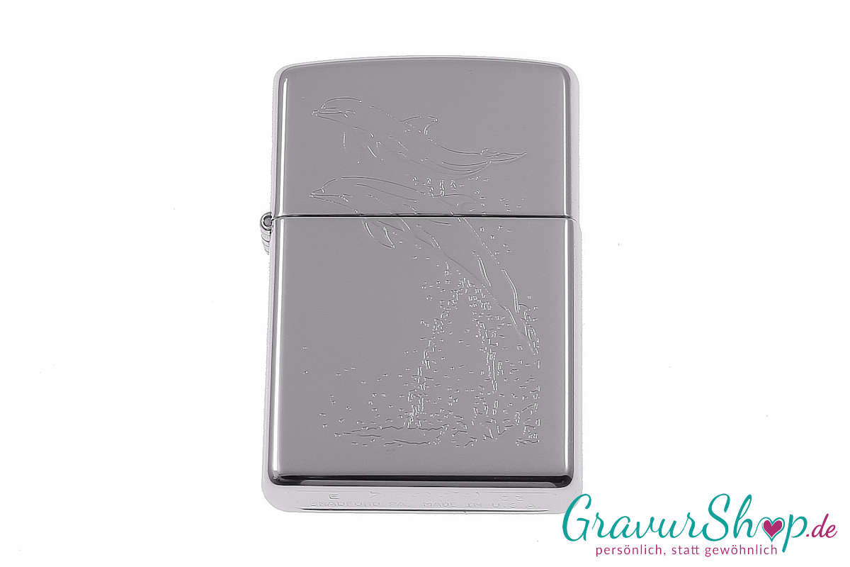 Zippo Delfine mit Gravur