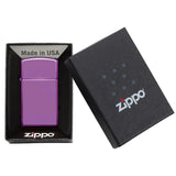 Zippo®Slim mit Gravur | High Polish Purple - Abyss | Personalisiertes Sturmfeuerzeug
