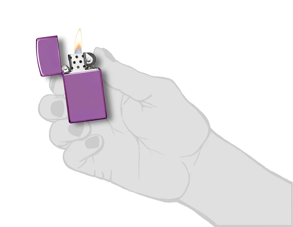 Zippo®Slim mit Gravur | High Polish Purple - Abyss | Personalisiertes Sturmfeuerzeug