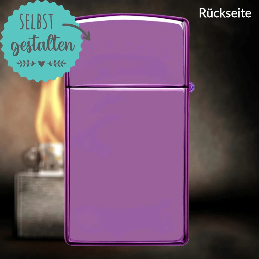 Zippo®Slim mit Gravur | High Polish Purple - Abyss | Personalisiertes Sturmfeuerzeug