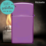 Zippo®Slim mit Gravur | High Polish Purple - Abyss | Personalisiertes Sturmfeuerzeug