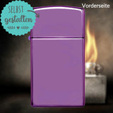 Zippo®Slim mit Gravur | High Polish Purple - Abyss | Personalisiertes Sturmfeuerzeug