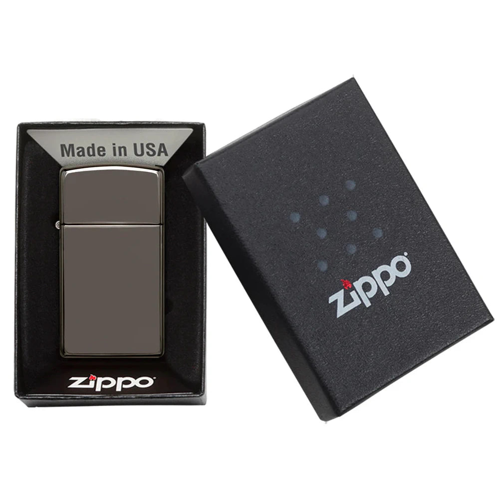 Zippo®Slim mit Gravur | Black Ice | Personalisiertes Sturmfeuerzeug