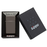 Zippo®Slim mit Gravur | Black Ice | Personalisiertes Sturmfeuerzeug