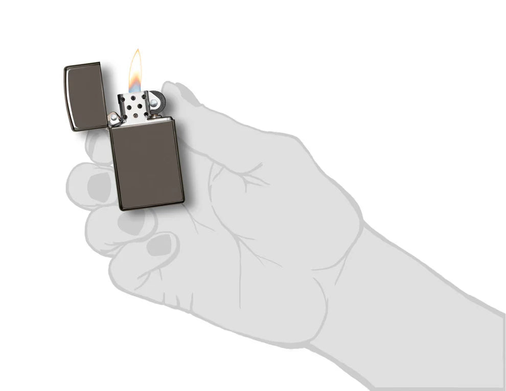 Zippo®Slim mit Gravur | Black Ice | Personalisiertes Sturmfeuerzeug