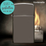 Zippo®Slim mit Gravur | Black Ice | Personalisiertes Sturmfeuerzeug