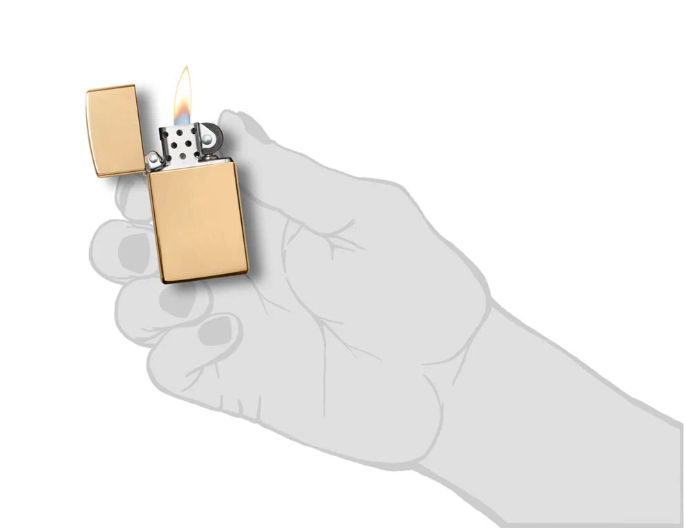 Zippo®Slim mit Gravur | Brass High Polish | Personalisiertes Sturmfeuerzeug
