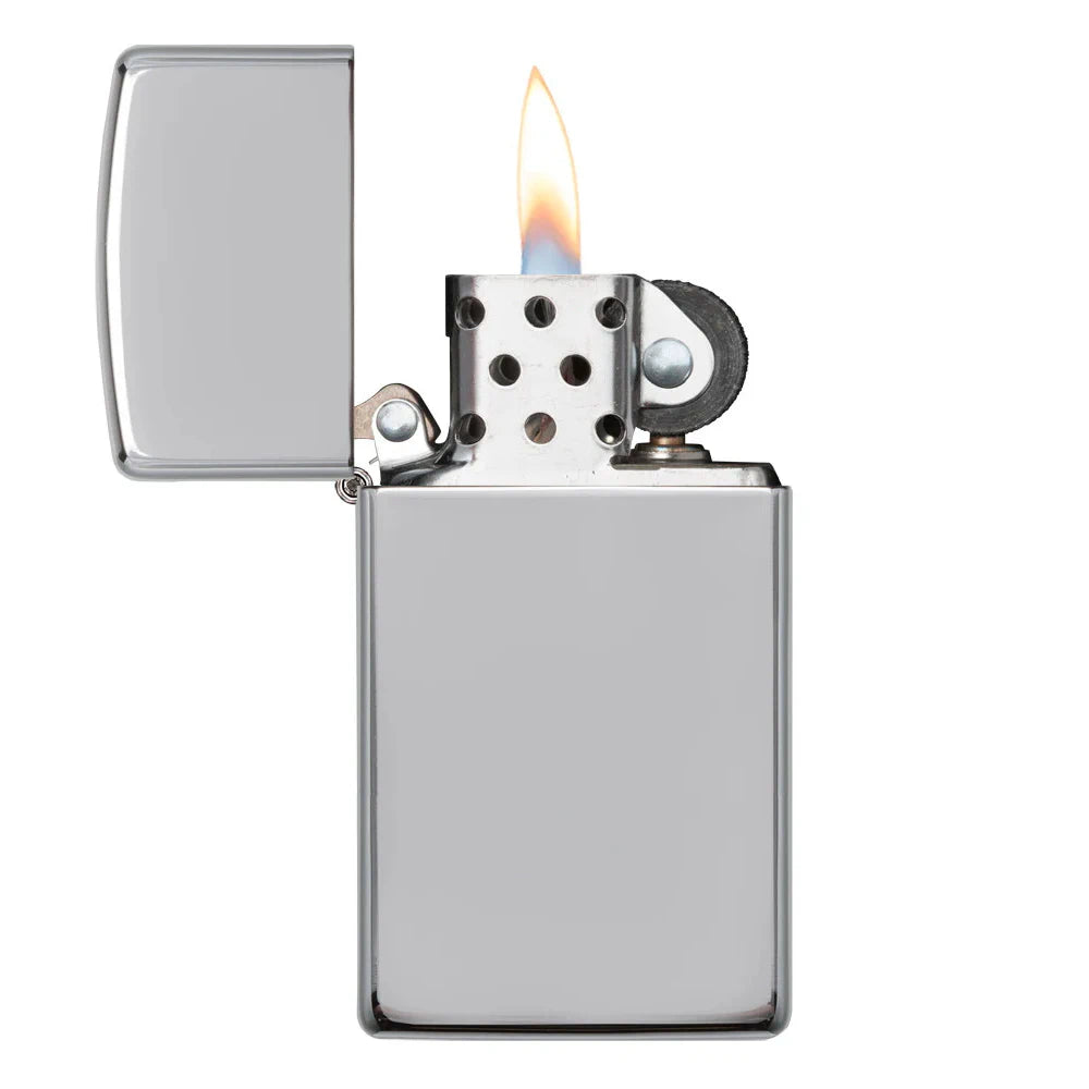 Zippo®Slim mit Gravur | Chrome High Polish | Personalisiertes Sturmfeuerzeug