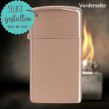Zippo®Slim mit Gravur | High Polish Rose Gold | Personalisiertes Sturmfeuerzeug
