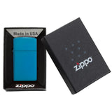 Zippo®Slim mit Gravur | High Polish Blue - Sapphire | Personalisiertes Sturmfeuerzeug