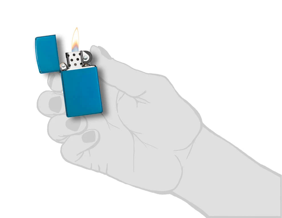 Zippo®Slim mit Gravur | High Polish Blue - Sapphire | Personalisiertes Sturmfeuerzeug