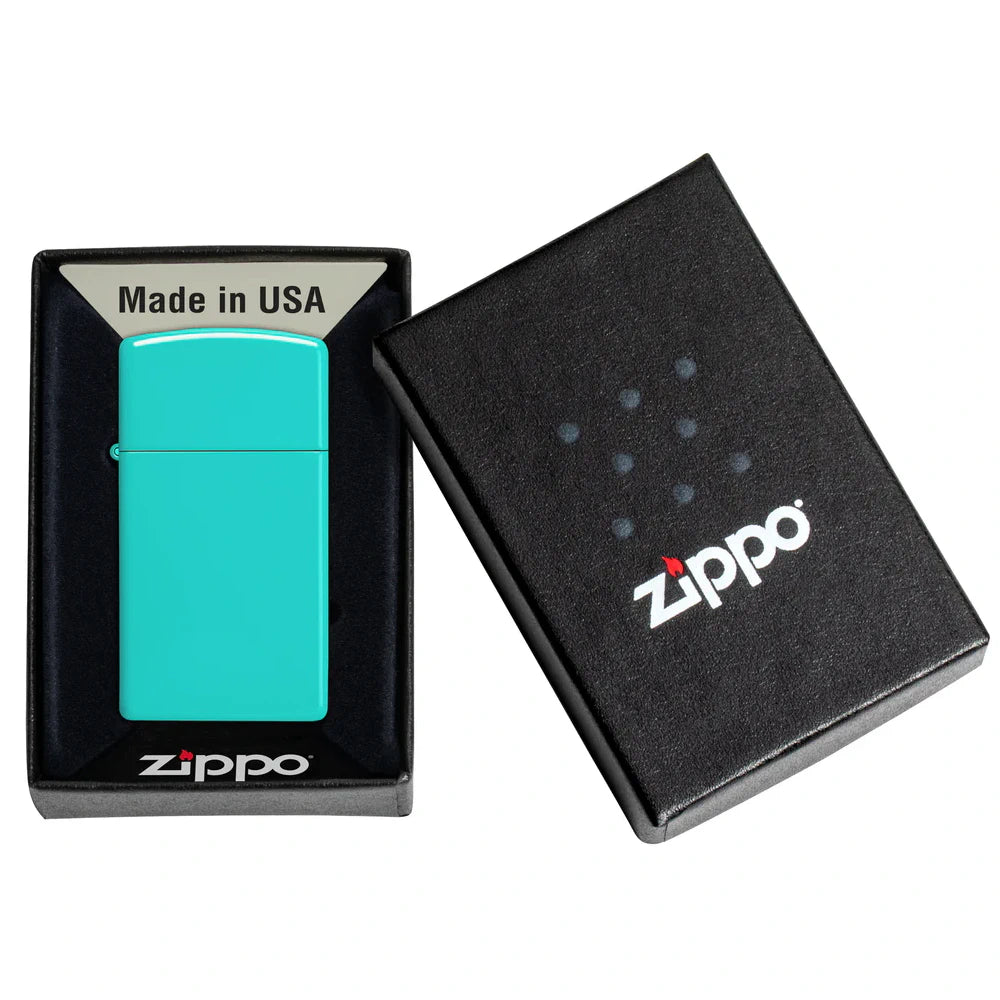 Zippo®Slim mit Gravur | Turquoise | Personalisiertes Sturmfeuerzeug