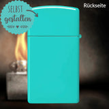 Zippo®Slim mit Gravur | Turquoise | Personalisiertes Sturmfeuerzeug