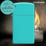 Zippo®Slim mit Gravur | Turquoise | Personalisiertes Sturmfeuerzeug