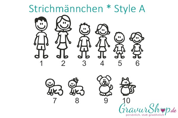 Family Strichmännchen zum Gravieren - GravurShop