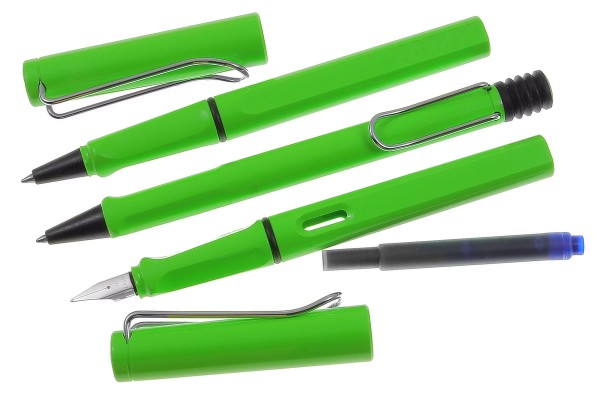 LAMY safari 3er Set Füller-Kuli-Tintenroller green mit Gravur