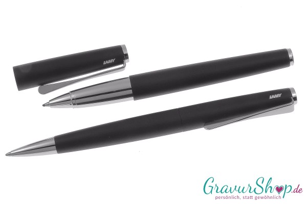 LAMY Studio Schreibset black Kuli und Rollerball mit Gravur