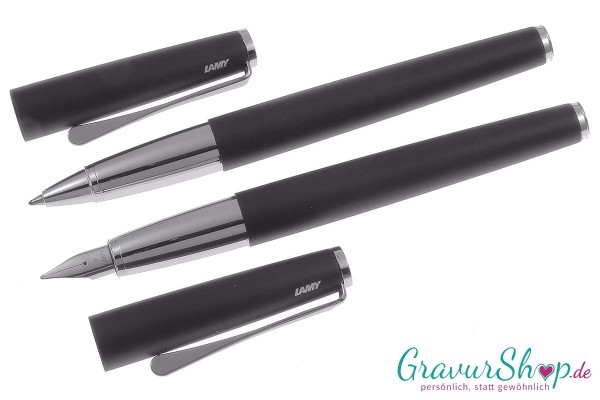 LAMY Studio Schreibset black Füllhalter und Tintenroller mit Gravur